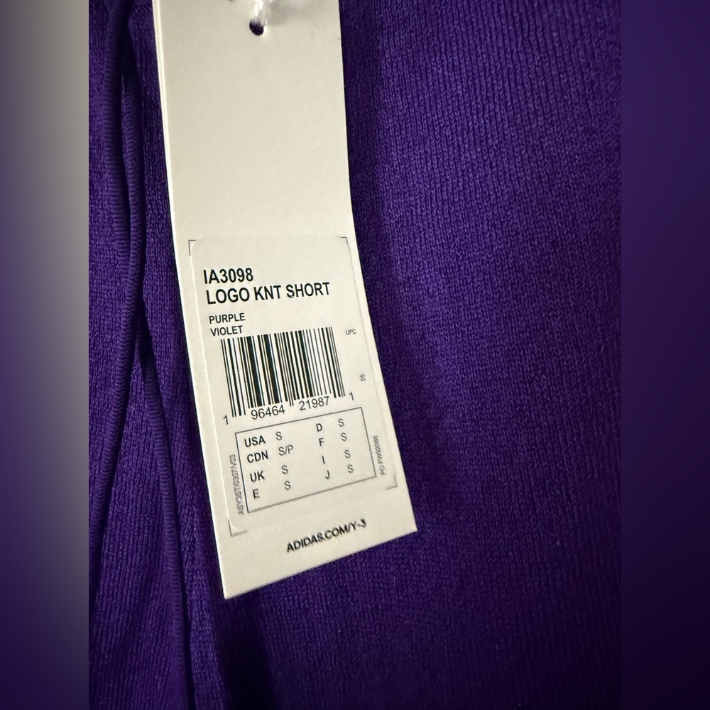 NWT Y-3 Yohji Yamamoto Knit Logo Shorts in Purple - Picture 6 of 14